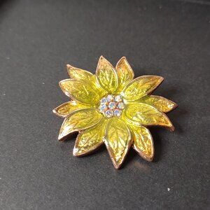 Greenish Yellow Flower Brooch